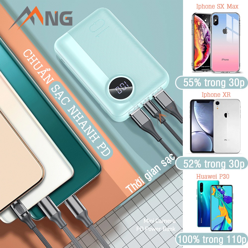 Pin sạc dự phòng mini chính hãng Rock space P75 chuẩn PD 10.000 mAh sạc nhanh cho iPhone, samsung,oppo, vsmax