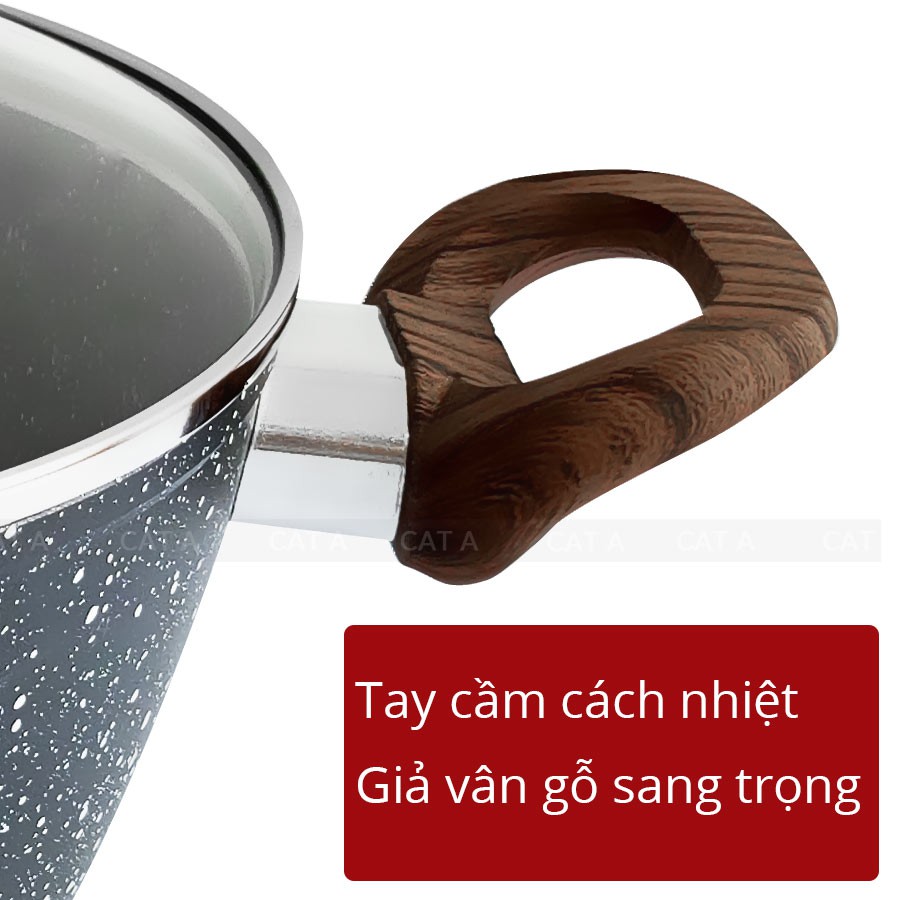 Nồi đáy từ vân đá chống dính cao cấp - size 20-24cm - Tiện lợi, đa chức năng, phù hợp với mọi loại bếp