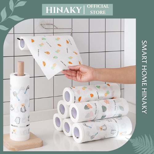 Khăn giấy lau đa năng lau bếpHINAKY lau tay cuộn trắng có thể giặt được và tái sử dụng [ MÃ F204 ]