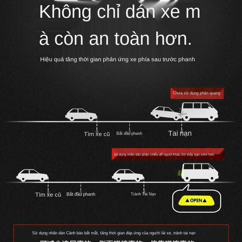 Nhãn dán phản quang cảnh báo chống va chạm trang trí cửa ô tô