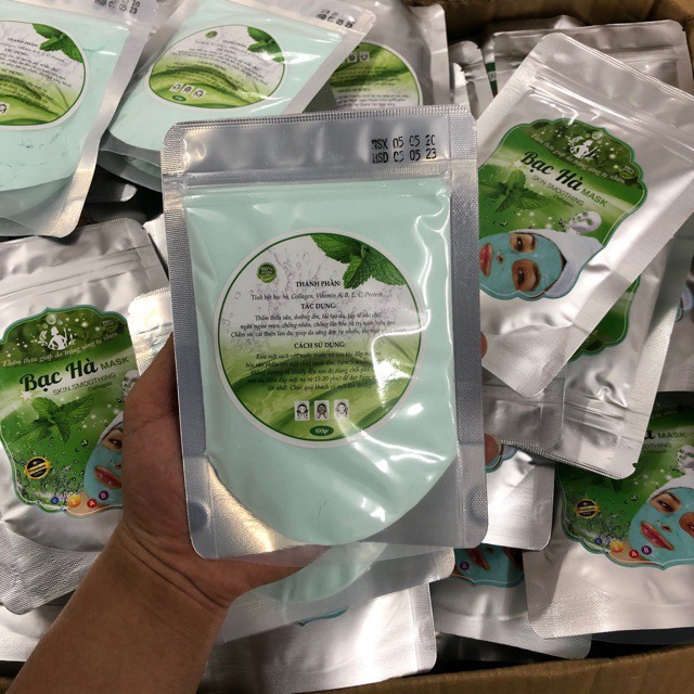 Bột đắp mặt nạ Bạc Hà mask dẻo gói 100gr .