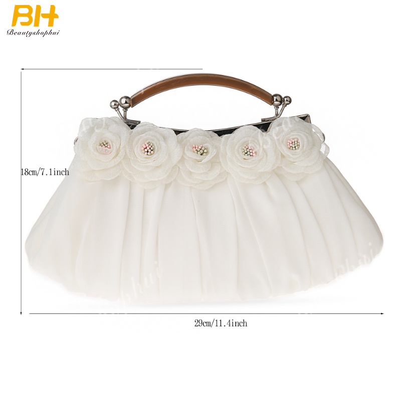 Túi Xách Vải Chiffon Họa Tiết Hoa Thời Trang Dự Tiệc Mới Cho Nữ