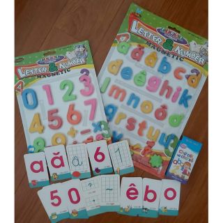 Combo vỉ chữ cái và chữ số bằng nhựa có nam châm (tặng kèm Hộp thẻ chữ và số)