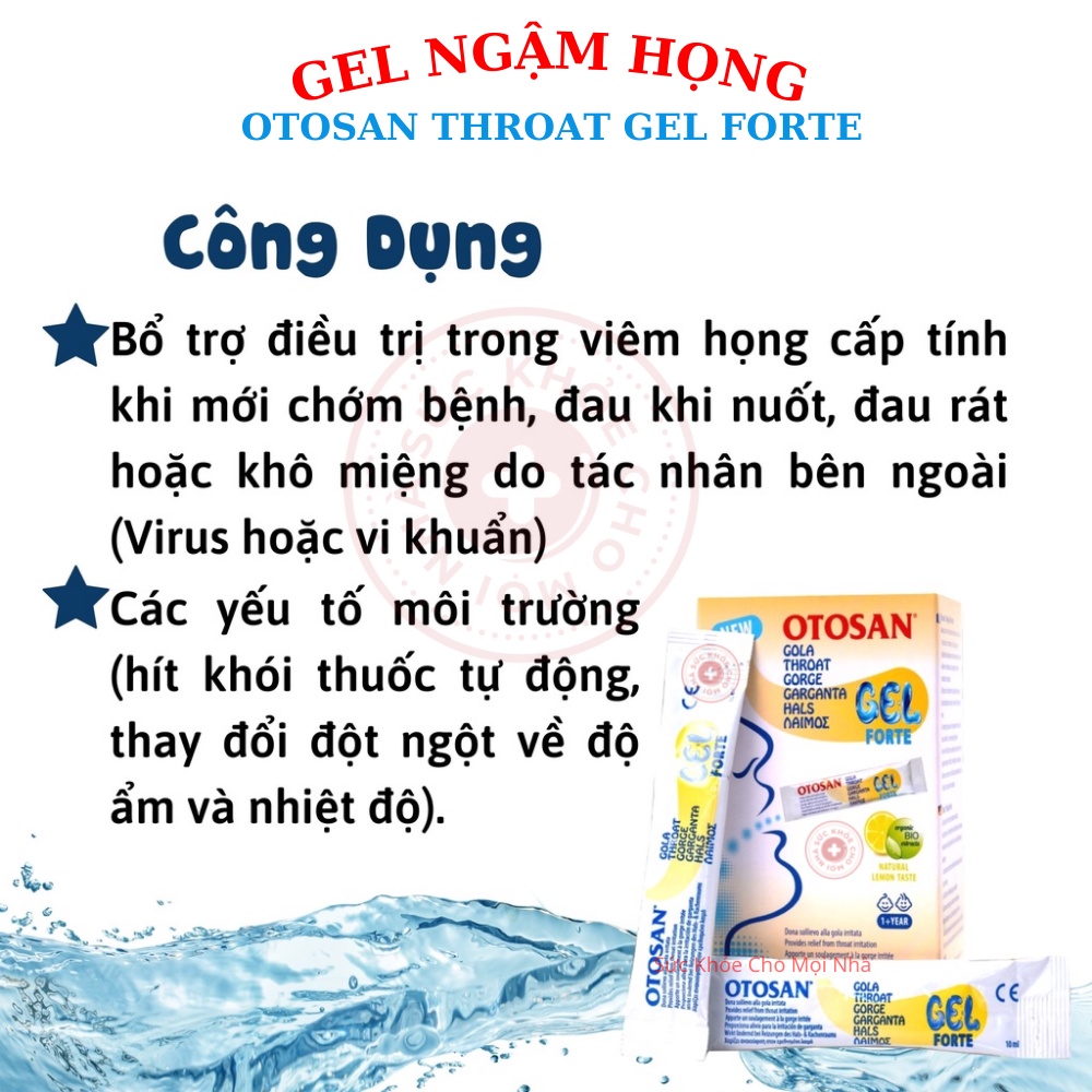 Gel ngậm họng Otasan Throat Gel Forte. Giảm đau họng ho khan ho có đờm mất giọng khàn tiếng hộp 14 gói