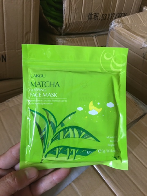 Bịch 15 gói mặt nạ ngủ Matcha Laikou trà xanh nội địa trung | Thế Giới Skin Care
