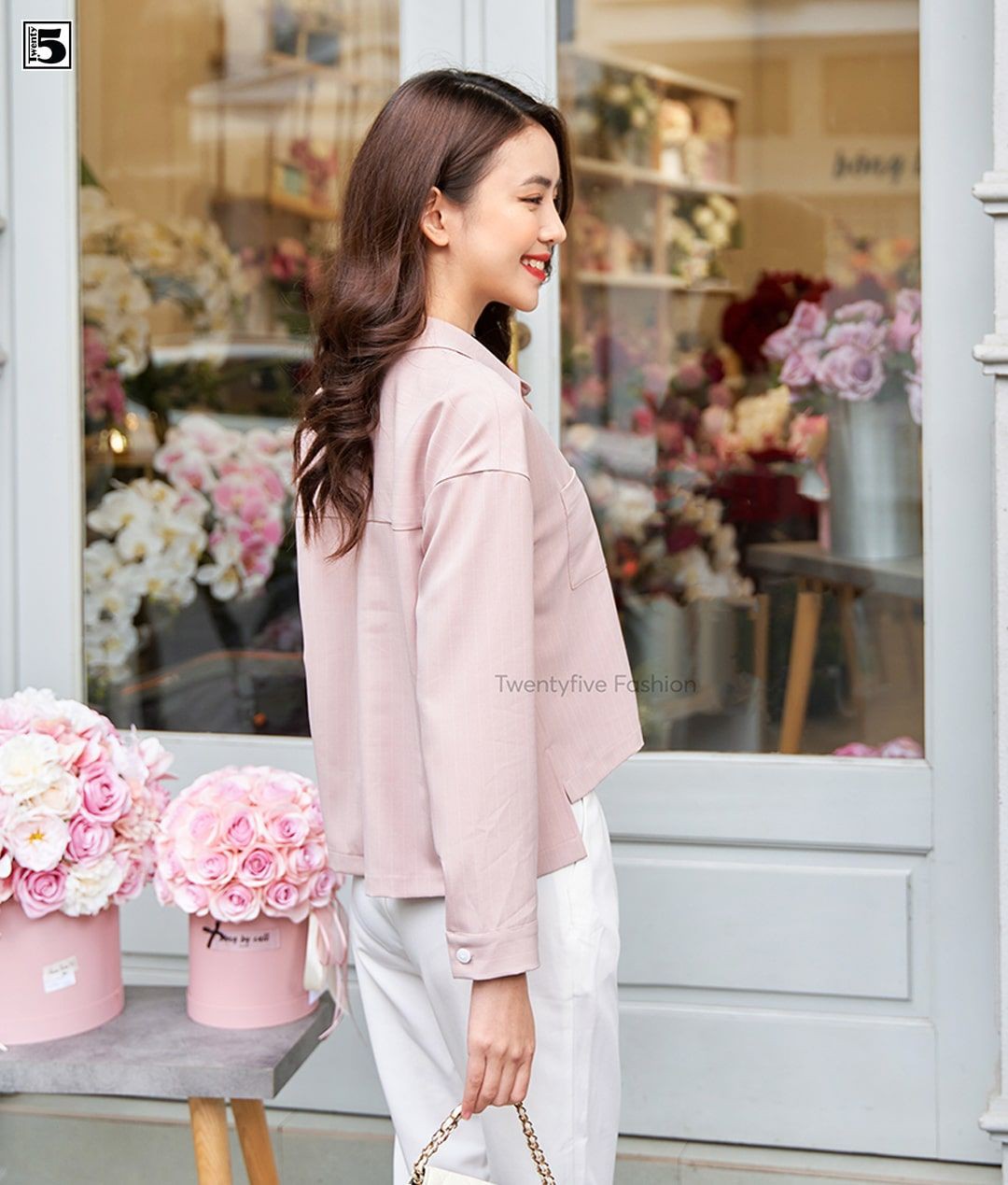 Áo sơ mi nữ dáng rộng, chờm vai Twentyfive N1102