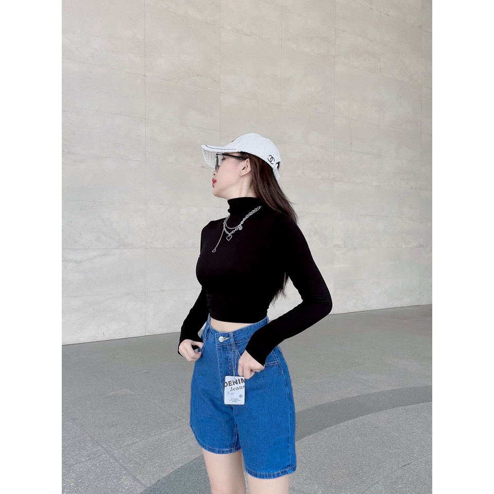 Quần Short Jean Ngố QJ02 ❤️ Quần Short Jean Ngố Nữ Ống Rộng Lưng Cao Phong Cách Ulzzang Hàn Quốc