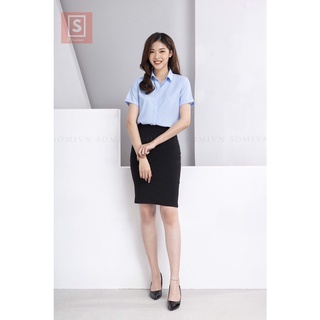 Áo sơ mi nữ tay ngắn công sở đen