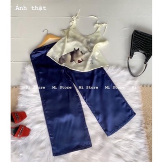 SALE 💥 Set bộ LỤA SATIN Áo 2 dây Quần ống rộng MẪU MỚI, có túi quần, sửa áo theo yêu cầu