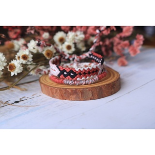 Set vòng handmade cho nam nữ tông hồng đất - nguyên set 2 vòng
