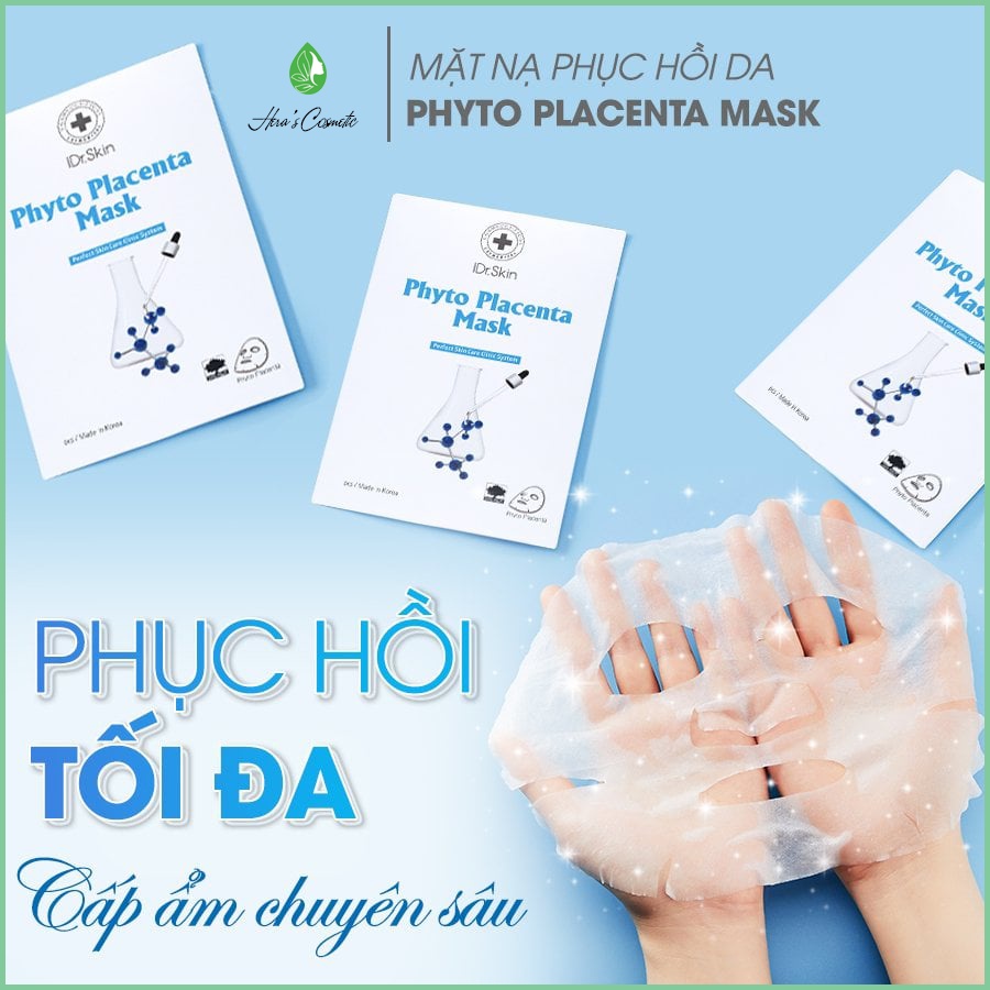 Mặt nạ nhau thai phục hồi da Idr Skin_ Idr Skin Phyto Placenta Mask giúp giảm sưng đỏ, phục hồi sau lăn kim, vi tảo...