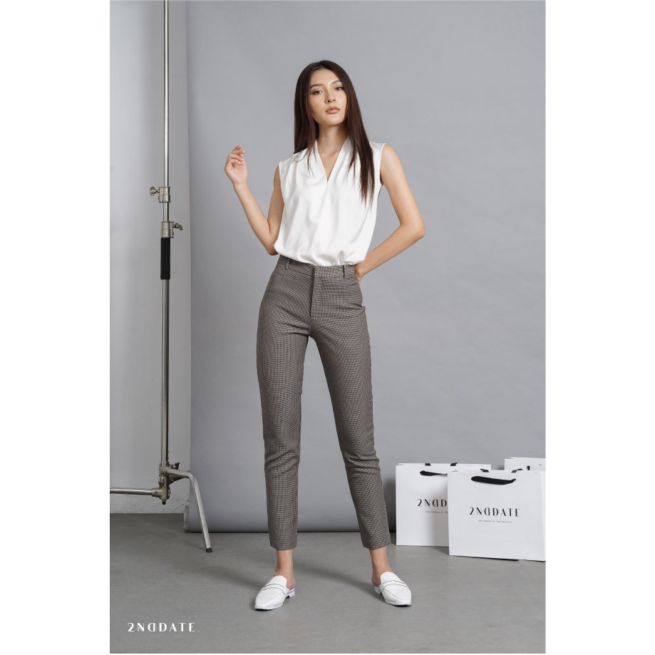 Quần Slim-fit nữ kẻ Houndstooth 2NDDATE TR009H