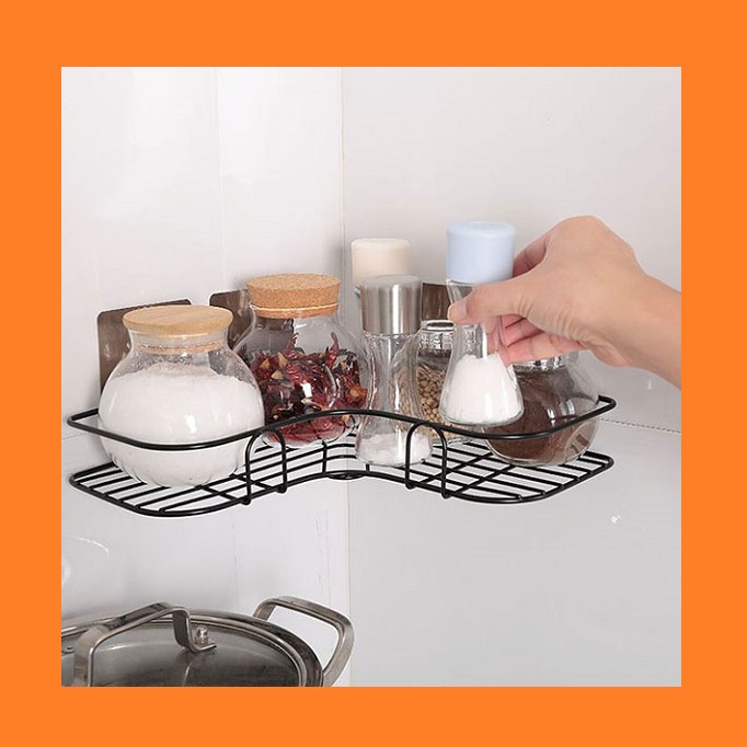 Kệ góc nhà tắm Inox dán tường thông minh - giá sắt treo góc tường nhà bếp tam giác đa năng