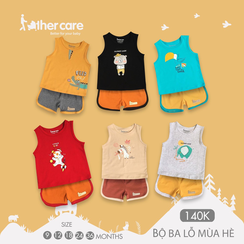 Bộ Quần Áo FatherCare Ba Lỗ Bé Trai Cotton - In Hình