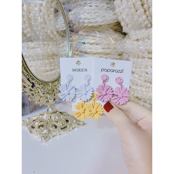 Khuyên Tai Hoa Hồng Phối Màu Sang Trọng Kim Loại Phủ Tĩnh Điện