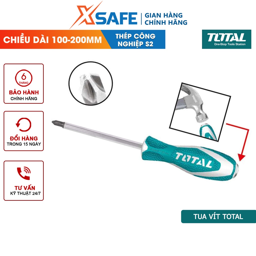 Tua vít bake đóng xuyên TOTAL tay cầm có bao bọc chất liệu chống trơn trượt Tuốc nơ vít bake thép công nghệ S2 cứng cáp