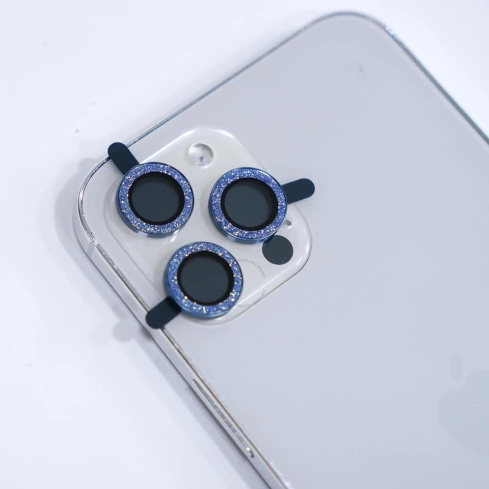 Bộ dán mắt camera kim cương nhũ cho iPhone 14 Pro max, 14 plus 13 pro max 11 Pro Max 12 Pro Max cực nổi
