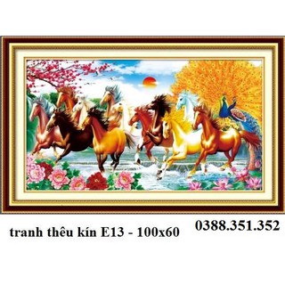 Tranh thêu chữ thập thêu kín Ngựa mã đáo thành công 100*60cm