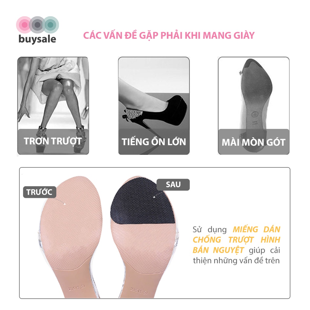 1 Cặp miếng dán đế giày hình bán nguyệt chống trơn trượt, mài mòn cho giày cao gót, giày tây - BuySales - BSPK270