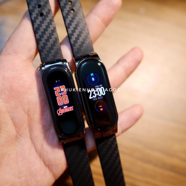 (Sẵn VN) Dây đeo carbon cho Mi band 5/ Miband 4&amp;3 / Dây thay thế cá tính cho Miband 5/ Mi band 4&amp;3