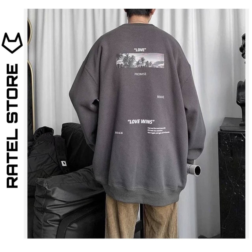 Áo Sweater Local Brand Nỉ Bông Love Wins Thu Đông Ulzzang Unisex Form Rộng