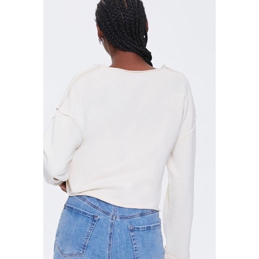 Áo tay dài Floral Graphic Split-Neck Pullover F21 XK