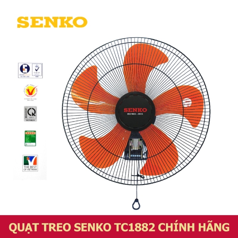 Quạt treo tường Senko T1882 - 43 inch, Đen cam, 5 cánh, 65W, 220V