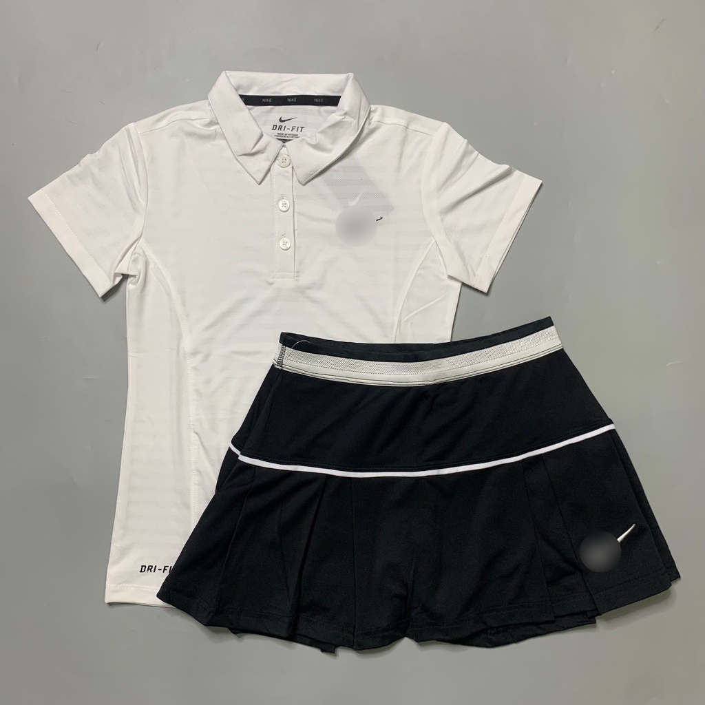 Bộ Váy Thể Thao Chơi Tennis, Golf, Cầu Lông, Bộ Váy Xếp Ly + Áo Thun Cổ Trụ NK - BVC001