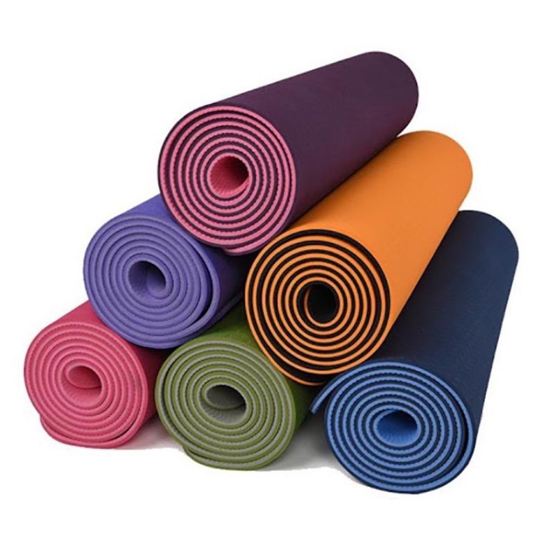 thảm tập yoga 2 lớp tpe dày 6mm, thảm tập gym chống trơn trượt và không thấm mồ hôi
