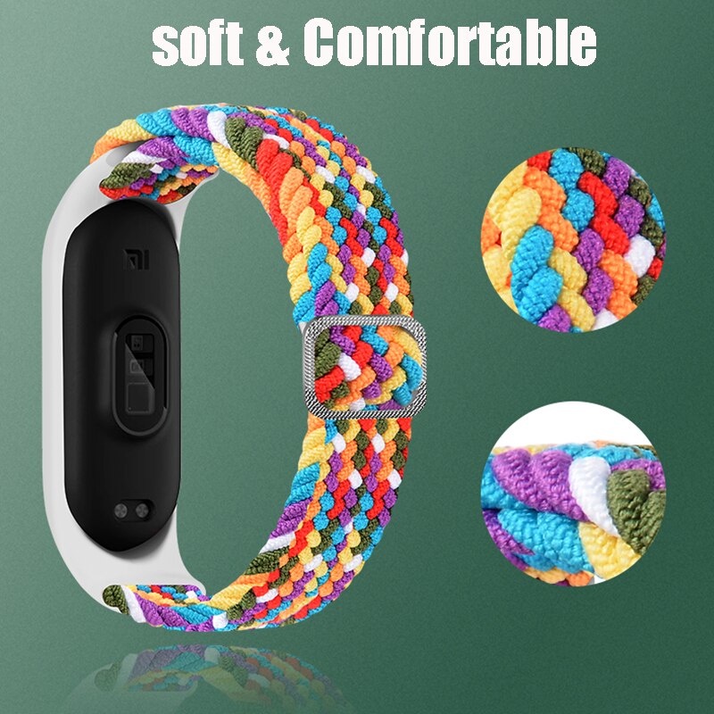 Dây Đeo Đồng Hồ Bằng Nylon Co Giãn Điều Chỉnh Được Cho Xiaomi Mi band 8 / 7 / 6 / 5 / 4 /