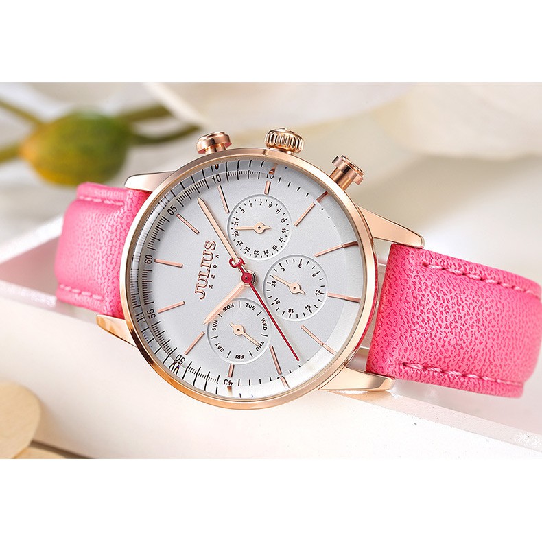 Đồng hồ nữ Julius Hàn Quốc Ja-862 dây da chạy 6 kim (nhiều màu) | BigBuy360 - bigbuy360.vn