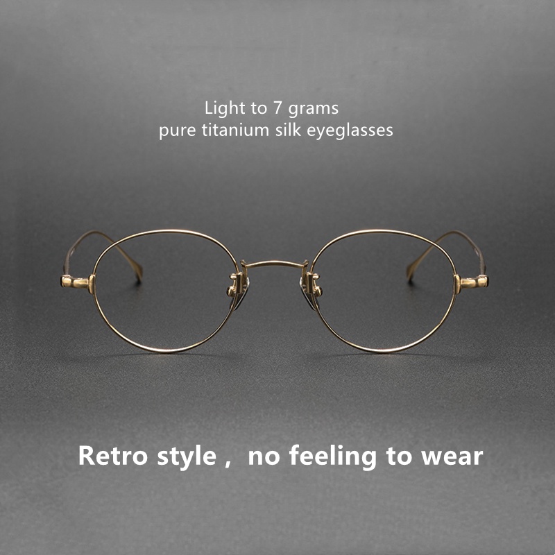 Mắt Kính Gọng Oval 7g Bằng Lụa Titan Siêu Nhẹ Phong Cách Retro Nhật Bản Mới 2022 KMN53