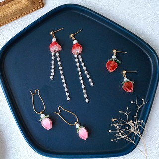 Bông tai mạ vàng 925 hình quả dâu / cherry / cherry ngọt ngào xinh xắn