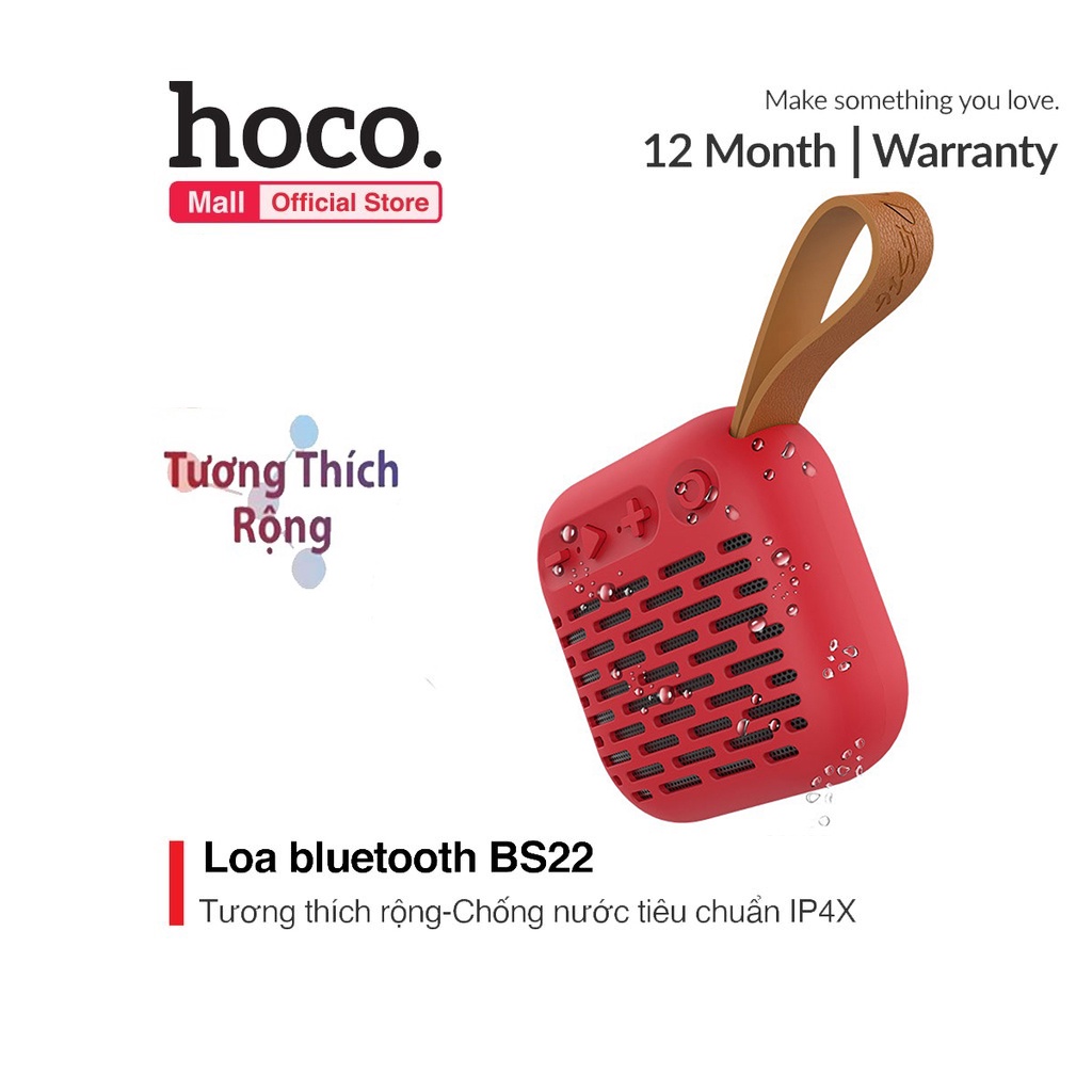 Loa Bluetooth Hoco BS22 pin 500mAh chống nước tiêu chuẩn IP4X hỗ trợ thẻ TF