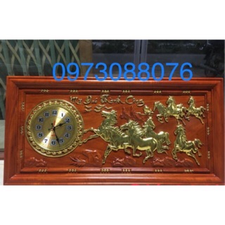 Tranh đồng hồ mã đáo thành công gỗ hương