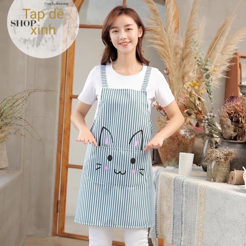 Tạp dề meo cưng trong nhà bếp dễ thương ⚜  Freeship 50K ⚜ Tạp dề người lớn họa tiết apron kitty Cat mèo