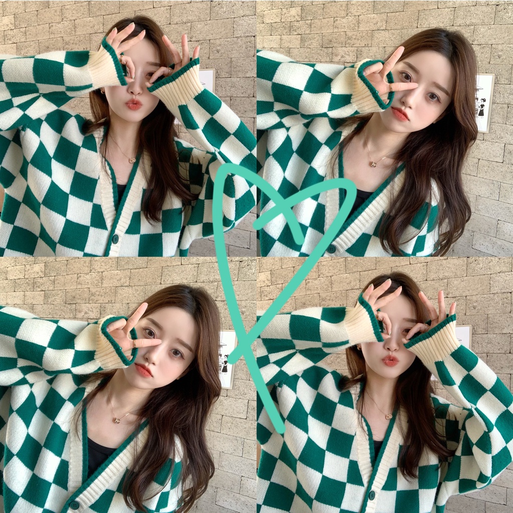 171717 |Bảng Phấn Mắt 2 Màu 2 Màu Thời Trang| Áo Len Tay Dài Cổ Chữ V Màu Sắc Tương Phản Thời Trang Cho Nữ