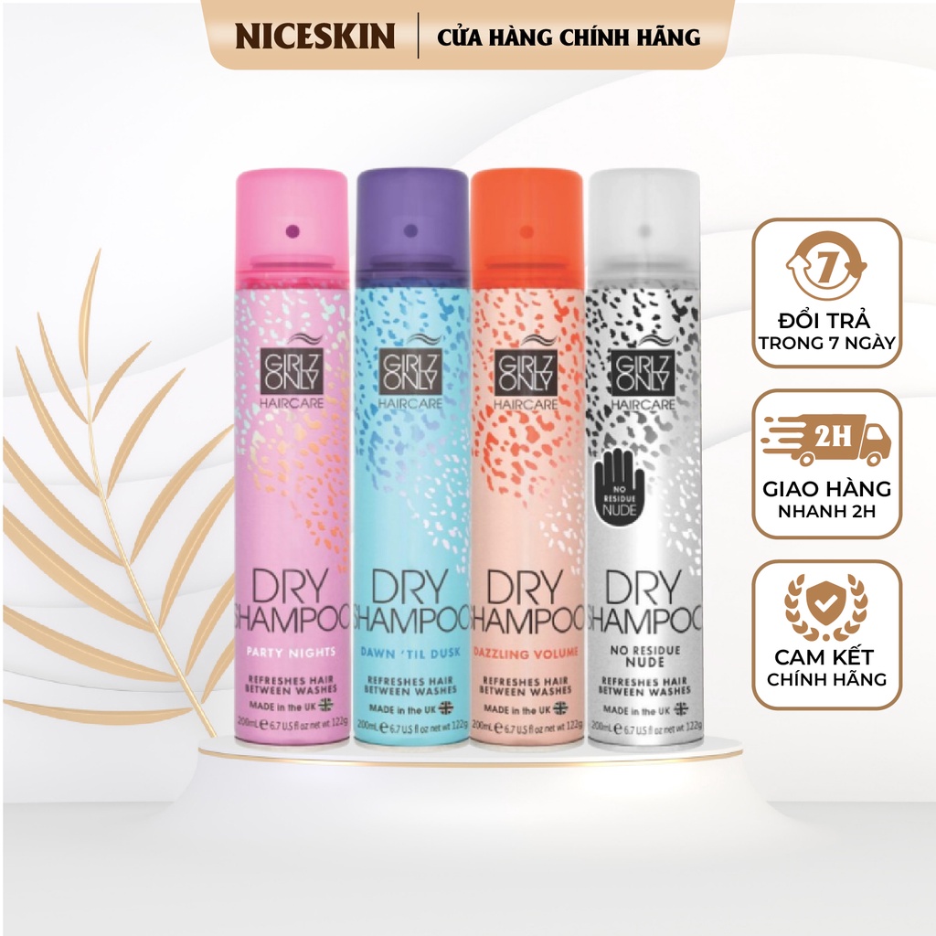 Dầu gội khô Girlz Only 200ml giảm dầu giảm bết cho da đầu - 100% hàng chính hãng