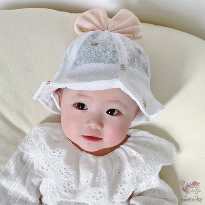 Mũ Mỏng Đính Nơ In Hoa Dễ Thương Kiểu Hàn Quốc Thời Trang Mùa Hè Cho Bé Gái