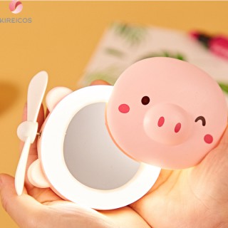 Quạt Mini Cầm Tay Tích Điện Hình Con Heo Đa Năng 3 Trong 1 Có Gương Có Đèn Siêu Kute Dễ Thương | BigBuy360 - bigbuy360.vn