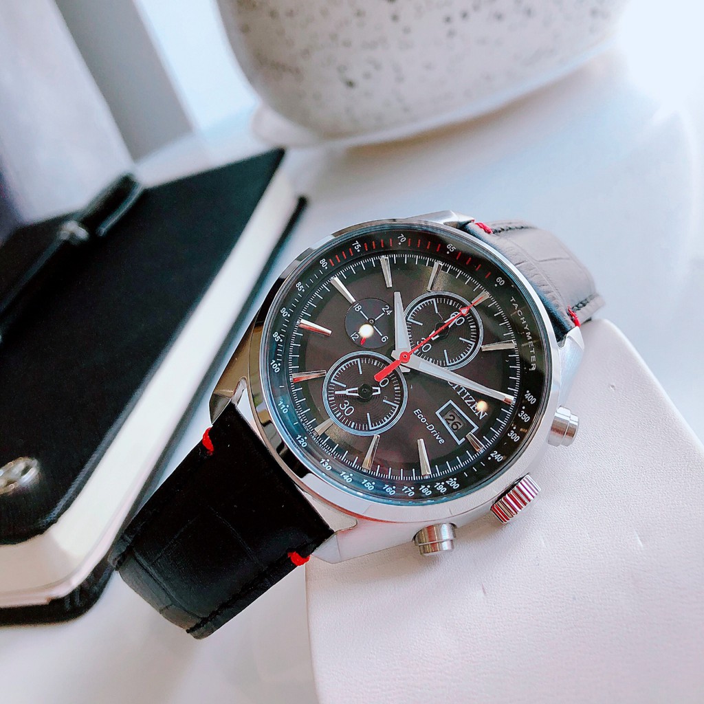 Đồng hồ Nam chính hãng Citizen Eco-Drive CA0369-11E Chronograph 6 kim,Lịch-Năng lượng ánh sáng-Dây da cao cấp-Size 43mm
