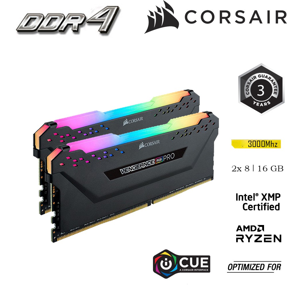 Bộ Nhớ Trong RAM PC CORSAIR VENGEANCE RGB PRO DDR4 DRAM 3000MHz | 16GB 2x8GB ChopperGaming