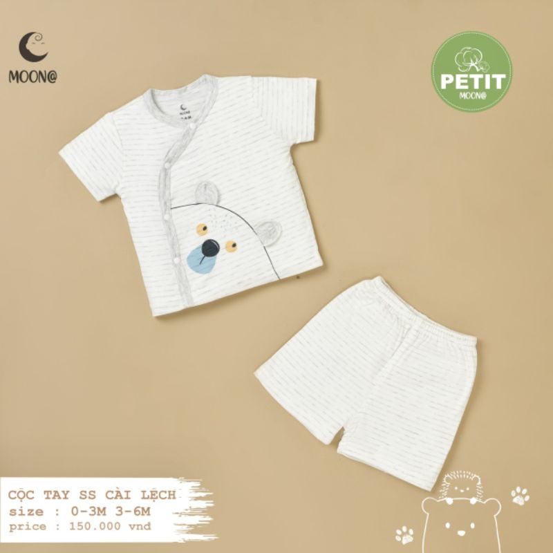 Bộ cộc tay sơ sinh cài lệch Moon chất petit