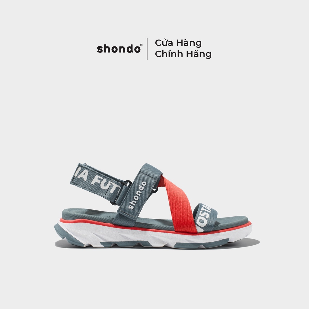 Giày Sandals Nam Nữ Shondo F6 Future Xám Đỏ F6S0026