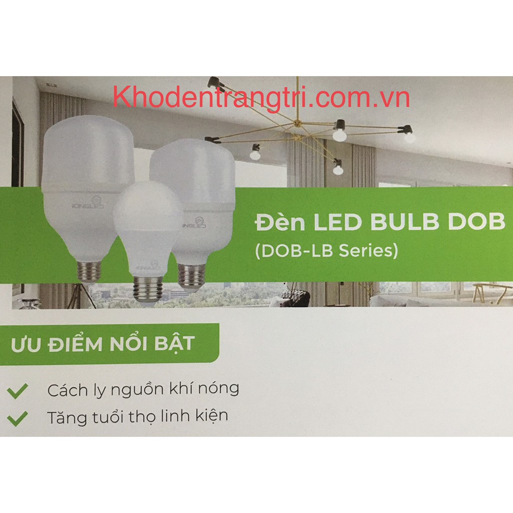 Đèn led bulb 50w-Kingled, DOB-LB-50-T5. Đui xoáy E27. Ánh sáng: Trắng/vàng. Bảo hành 2 NĂM ĐỔI MỚI