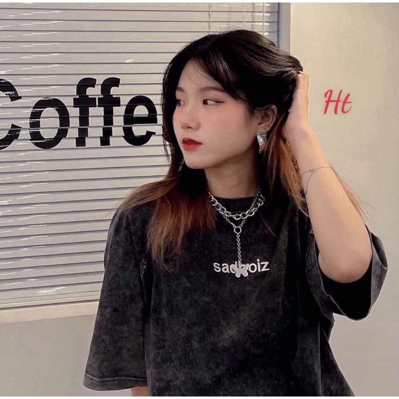 Áo thun tay lỡ loang đen Vân đá sad boiz unisex tay lỡ cho nam nữ