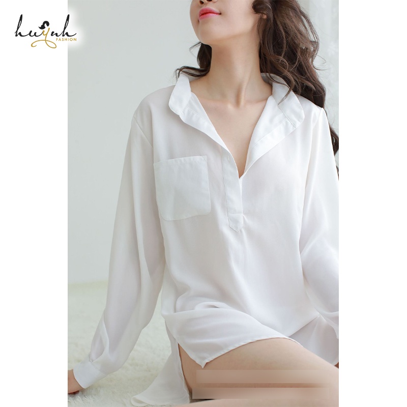 Áo Sơ Mi Ngủ Voan Dài Tay Quyến Rũ - N92
