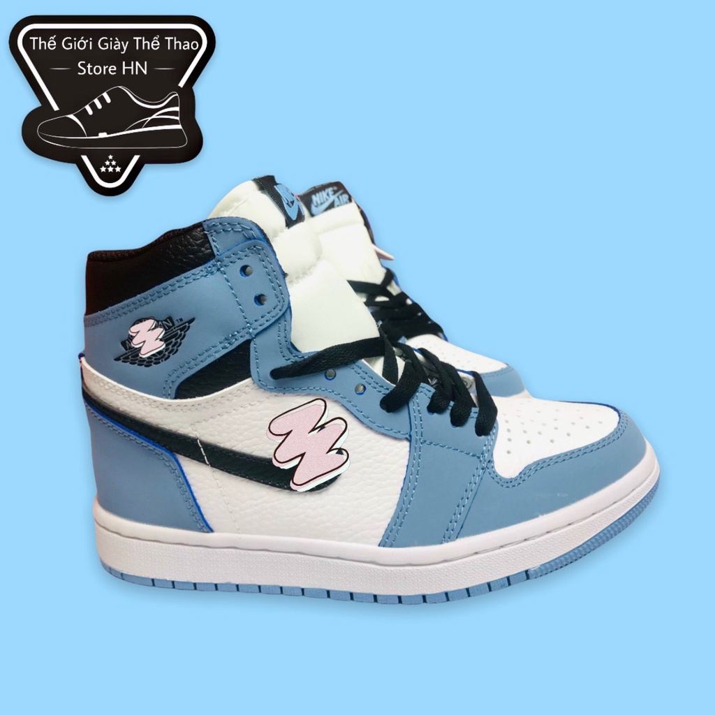 Giày Sneaker Air Jordan Cao Cổ, Giày JD1 xanh da trời baby cao cổ mới màu xanh university