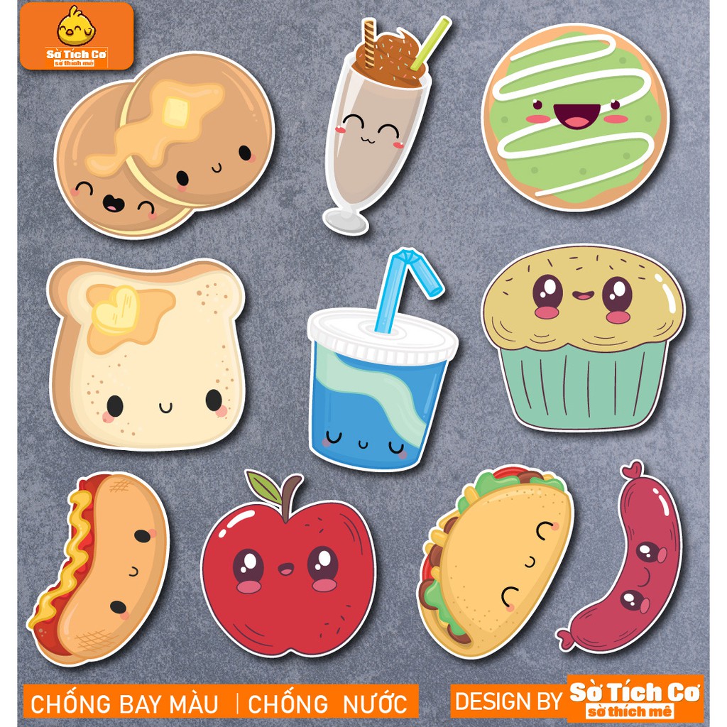 Kawaii Food dán điện thoại, laptop, mũ bảo hiểm, guitar, vali MSP: F01