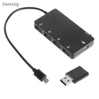 【Ready Stock】4 Port Micro USB OTG Hub Power Charging Adapter Cable for Windows Tablet, Android Smartphone,PC